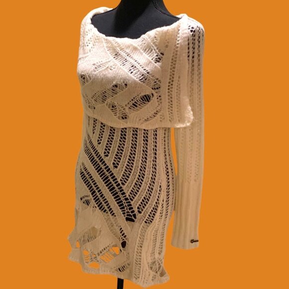 Guess Open Knit White Cover Up Dress - Picture 2 of 9